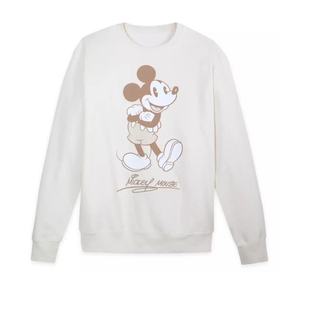 Mickey Mouse Signature Pullover Sweatshirt for Adults – Beige